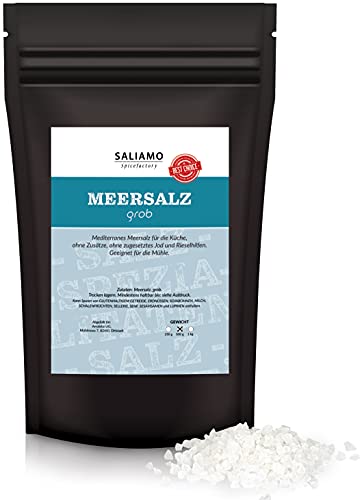 Saliamo Mediterranes Meersalz fein 250g | Kochsalz | unbehandelt | ohne Zusätze | ohne Jodzusatz | Naturbelassenes Mittelmeersalz für Ihre Küche von Saliamo