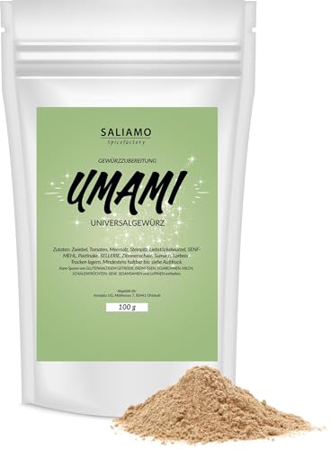 Saliamo | 100g Umami Gewürz gemahlen, Universalgewürz für herzhafte Gerichte, intensiver Umami Geschmack, 100% natürliche Zutaten, ohne Glutamat von Saliamo