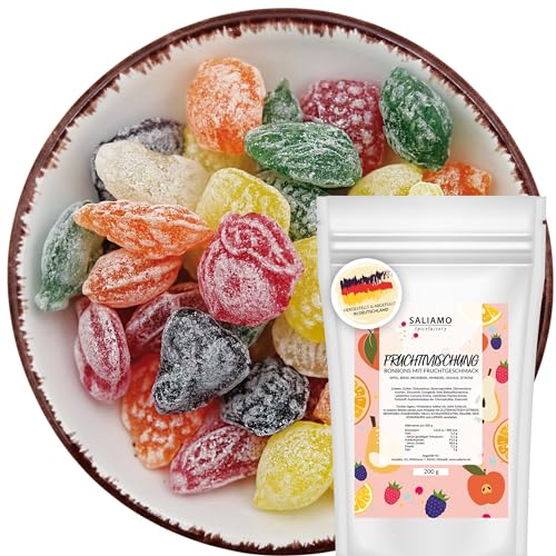 Saliamo | 200g Frucht Bonbons - Fruchtbonbons - Bonbons wie früher - Jahrmarkt Bonbons - Hergestellt in Deutschland - Manufaktur (Edelfruchtmischung) von Saliamo