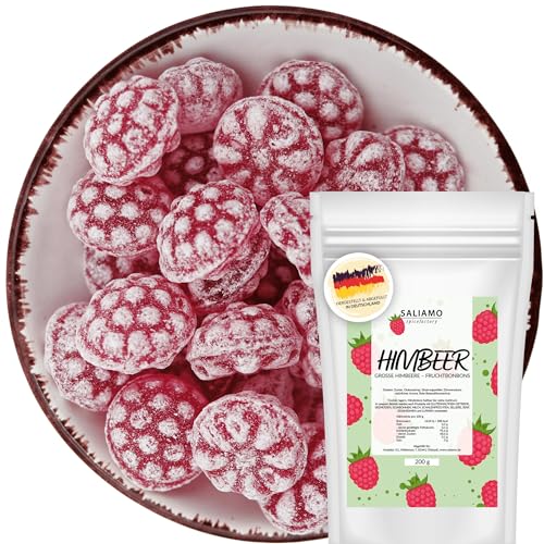 Saliamo | 200g Frucht Bonbons - Himbeer Geschmack Fruchtbonbons - Retro Bonbons wie früher - Jahrmarkt Bonbons - Deutsche Manufaktur von Saliamo