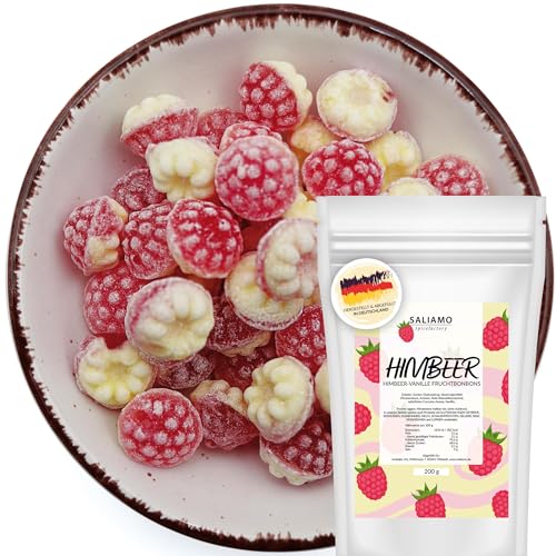 Saliamo | 200g Frucht Bonbons - Himbeere Vanille Geschmack - Fruchtbonbons - Bonbons wie früher - Jahrmarkt Bonbons - Deutsche Manufaktur von Saliamo