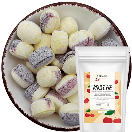 Saliamo | 200g Frucht Bonbons - Kirsch Vanille - Retro Fruchtbonbons Kirsche - Bonbons wie früher - Jahrmarkt Bonbons - Deutsche Manufaktur von Saliamo