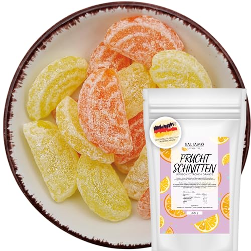 Saliamo | 200g Frucht Bonbons - Orange Zitrone Fruchtbonbons - Bonbons wie früher - Jahrmarkt Bonbons - Deutsche Manufaktur (Fruchtschnitten) von Saliamo