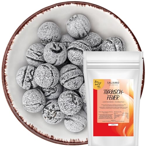 Saliamo | 200g Lakritz Bonbon, Türkisch Feuer Chili Lakritze Bonbons mit Lakritz Geschmack, Retro Süßigkeit - Bonbons wie früher - Jahrmarkt Bonbons - Deutsche Manufaktur von Saliamo