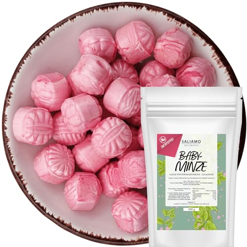 Saliamo | 200g Zuckerfreie Bonbons - Babyminze Minz Bonbons voller Geschmack ohne Zucker - Bonbon ohne Zucker - mit Isomalt - zuckerfrei - Deutsche Manufaktur von Saliamo