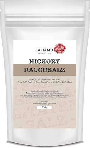 Saliamo | 250g Hickory Rauchsalz - geräuchertes Salz, Meersalz smoked, geräuchertes Salz, Rauch Geschmack von Saliamo