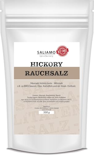 Saliamo | 500g Hickory Rauchsalz - geräuchertes Salz, Meersalz smoked, geräuchertes Salz, Rauch Geschmack von Saliamo