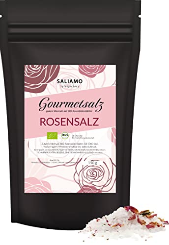 Saliamo | BIO Rosen Salz aus Italien, Rosenblütenblättersalz, Meersalz mit BIO Rose aus Italien, ohne Geschmacksverstärker, für Salate und helle Gericht von Saliamo