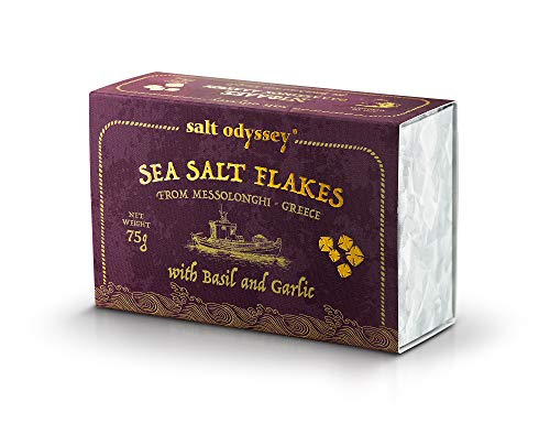 Salt Odyssey Meersalzflocken mit Basilikum und Knoblauch 75g, 2er Pack von Salt Odyssey