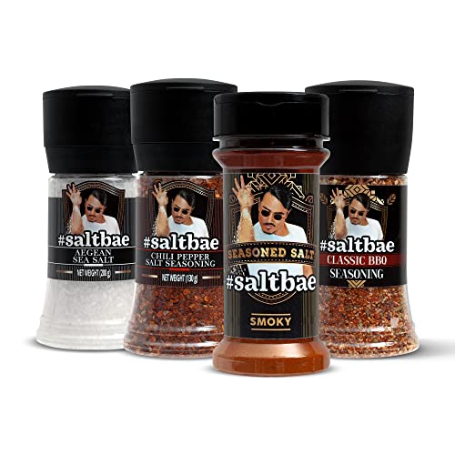 SaltBae® Beverly Hills Salz & Gewürze Gourmet Set - 4 Stück hochwertige Gewürze für jeden Koch oder Grillmeister - ideal als Geschenkset für eine BBQ-Party - kreieren Ihr Steak im Beverly Hills Style von SaltBae