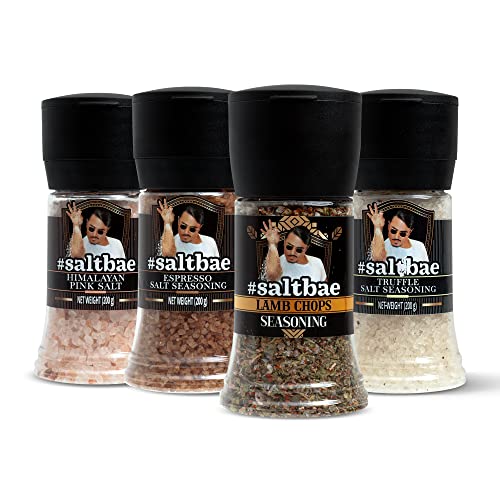 SaltBae® Dubai Salz & Gewürze Gourmet Set - 3 Stück hochwertige Gewürze und 1 Punjab Pakistan Himalaya-Salz für jeden Koch oder Grillmeister - ideal als Geschenkset für eine BBQ-Party von SaltBae