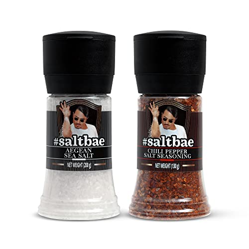 SaltBae® Duo Pack Gewürzsalz - 2 Stück hochwertiges Salzgewürze für jeden Heimkoch oder Grillmeister - ideal als Geschenkset für BBQ-Partys - Ägäisches Meersalz + Chili-Pfeffersalz von SaltBae