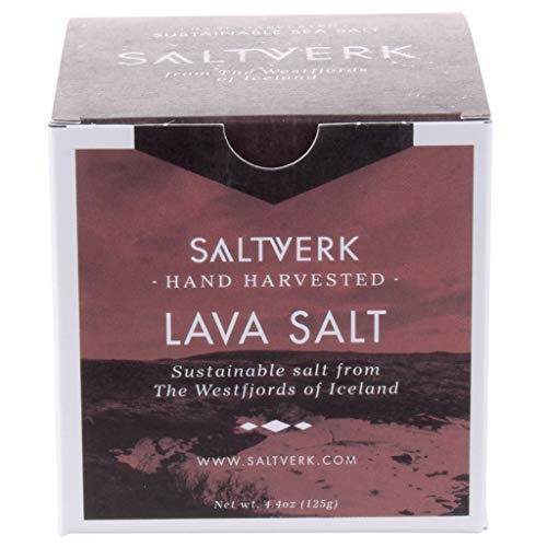 Saltverk Salt - Meersalzflocken mit Aktivkohle gefärbt | Sea Salt Flakes | 125 g | schwarzes, isländisches Feinschmecker-Salz von Saltverk