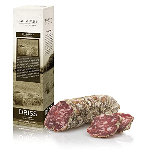 Driss il Salame Salumi Pasini® | Ganze Salami | Italienisches Schweinefleisch | 450 gr | Scharfer Geschmack | Ausgezeichnet als Aperitif von Salumi Pasini