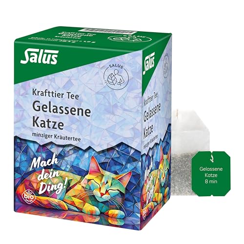 Salus - Krafttier Tee - Gelassene Katze - 1x 15 Filterbeutel (28,5 g) - minziger Kräutertee mi Ashwagandha - bio von Salus