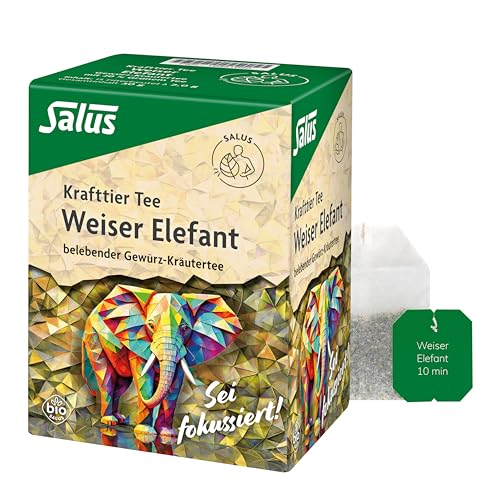 Salus - Krafttier Tee - Weiser Elefant - 1x 15 Filterbeutel (30 g) - belebend - Gewürz-Kräutertee mit Tulsi - mit 20% grünem Tee - bio von Salus