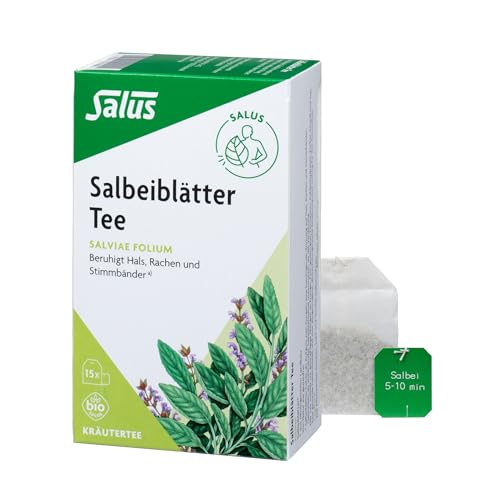 Salus - Salbeiblätter Tee - 1x 15 Filterbeutel (30 g) - Kräutertee - Salviae folium - beruhigt Hals, Rachen und Stimmbänder a) - bio von Salus