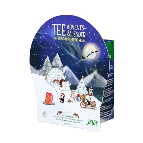 Salus Tee Adventskalender - 2024 - 1er Pack (1x 46,5 g) - feine Bio-Kräuter-, Früchte- und Gewürztees sowie Grünem u. Schwarzem Tee - inkl. Büchlein mit Adventsgeschichte und Tee-Rezepten - bio von Salus