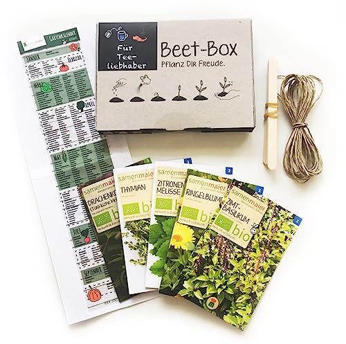 Bio Beet Box - Für Teeliebhaber - Saatgut Set inklusive Pflanzkalender und Zubehör - Geschenkidee für Hobbygärtner von Samen Maier