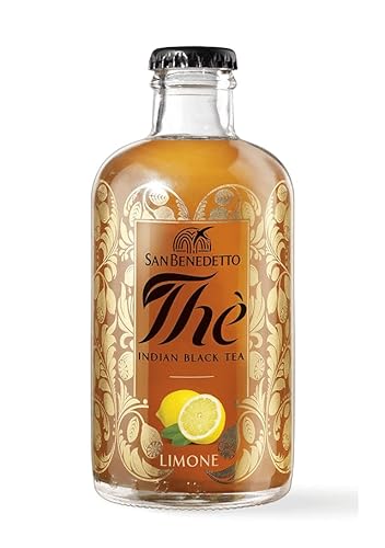 32er-Pack San Benedetto Eistee Indian Black Tea Limone,Indischer Schwarztee mit Zitrone,Erfrischendes Alkoholfreies Getränk,Einweg-Glasflasche 25cl von San Benedetto