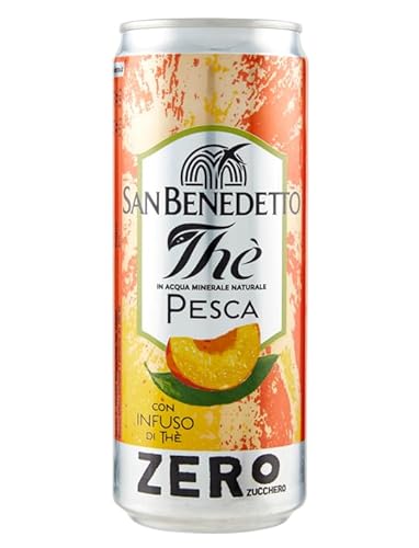 48er-Pack San Benedetto Thè Pesca Zero,Erfrischendes Alkoholfreies Getränk,Eistee mit Pfirsich Ohne Zucker,330ml Einwegdose von San Benedetto