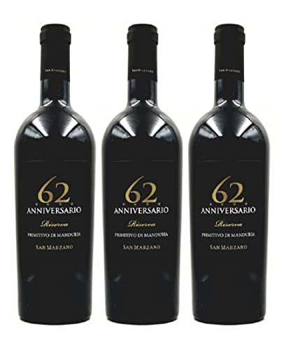 Cantine San Marzano Primitivo di Manduria 62 Anniversario DOP 2018 (3 x 0,75 l) von SMT SAN MERICAN TOMATO