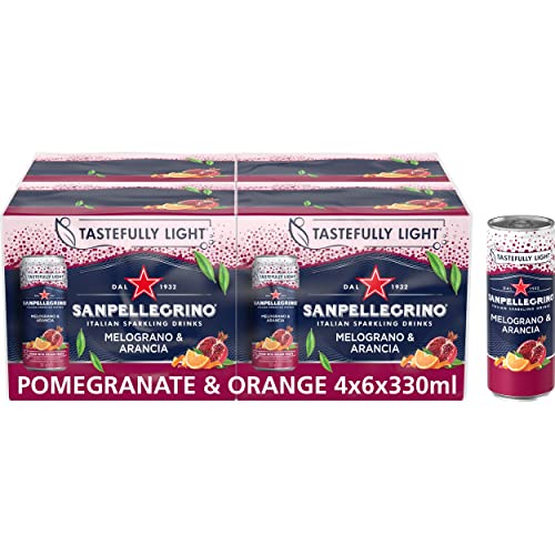 San Pellegrino Italienisches Geschmackvoll Leicht Sprudelnder Granatapfel & Orange Erfrischungsgetränk 24er Pack (4er Pack x 6 x 330 ml), 68 kcal pro Dose von San Pellegrino