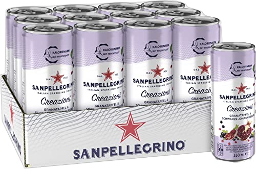 San Pellegrino Creazioni Granatapfel & Schwarze Johannisbeere Kalorienarme Limonade 33 Kalorien pro Dose 12er Pack (12 x 330ml) Einweg-Dosen von Sanpellegrino