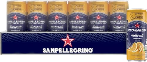 Sanpellegrino Naturali Aranciata Orangen-Limonade mit 16% Orangensaft (aus Konzentrat) 24er Pack (24 x 330ml) Einweg-Dosen von San Pellegrino