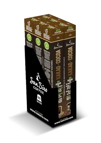 SanSiro Bio Kakao mit Baldrianwurzelextrakt | 100% Industriell kompostierbar | Umweltfreundlich | 60 Kapseln | Kakaokapseln für Nespresso®- und SanSiro® Smart Kapselmaschinen | Nachhaltige Kakaokapsel von San Siro