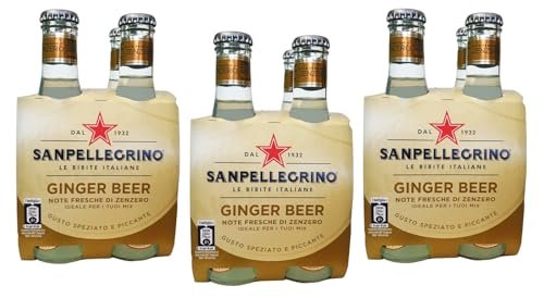12er-Pack San Pellegrino Ginger Beer,Kohlensäurehaltiges Erfrischendes italienisches Alkoholfreies Getränk mit Noten von Ingwer,20cl Einweg-Glasflasche von SanPellegrino