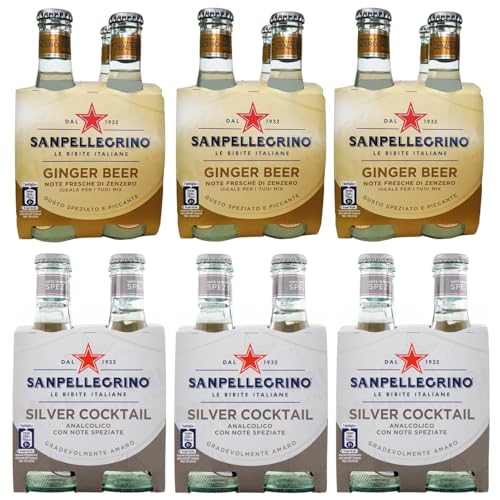 24er-Pack Testpaket San Pellegrino Silver Cocktail Alkoholfreies Getränk + Ginger Beer Alkoholfreies Getränk mit Noten von Ingwer 20cl Einweg-Glasflasche von SanPellegrino