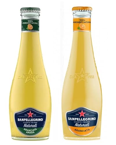 SanPellegrino 48er-Pack Testpaket San Pellegrino Aranciata Amara Alkoholfreies Getränk mit Bittere Orange + Aranciata Alkoholfreies Getränk mit Orangensaft 20cl Einweg-Glasflasche von SanPellegrino