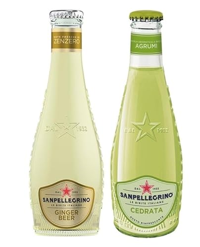 48er-Pack Testpaket San Pellegrino Cedrata Alkoholfreies Getränk + Ginger Beer Alkoholfreies Getränk mit Noten von Ingwer 20cl Einweg-Glasflasche von San Pellegrino