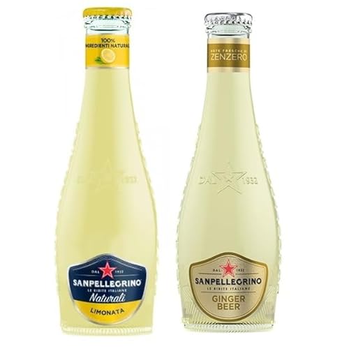 48er-Pack Testpaket San Pellegrino Ginger Beer Alkoholfreies Getränk mit Noten von Ingwer + Limonata mit Zitronensäfte Alkoholfreies Getränk 20cl Einweg-Glasflasche von SanPellegrino