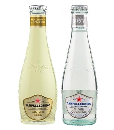 48er-Pack Testpaket San Pellegrino Silver Cocktail Alkoholfreies Getränk + Ginger Beer Alkoholfreies Getränk mit Noten von Ingwer 20cl Einweg-Glasflasche von SanPellegrino