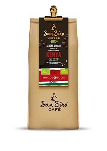 SanSiro BIO Single Origin Kaffeebohnen | 500 g KENYA Bohnenkaffee | Länderkaffee | Ganze Bohnen | Für Kaffeevollautomat | Nachhaltig und Umweltfreundlich von San Siro