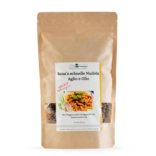 Sana Essence - Sana's schnelles Nudelgericht mit Roggennudeln - Aglio e Olio | Gesunde Instant Nudeln, Bewusstes Essen für die Express Zubereitung, top Fertiggericht mit Nudeln (3) von Sana Essence