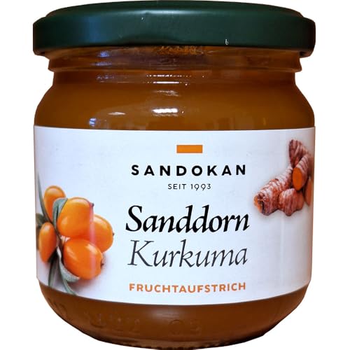 Sandokan | Fruchtaufstrich Sanddorn-Kurkuma | hoher Fruchtanteil mit 64% Sanddorn | 225 g Glas von Sandokan