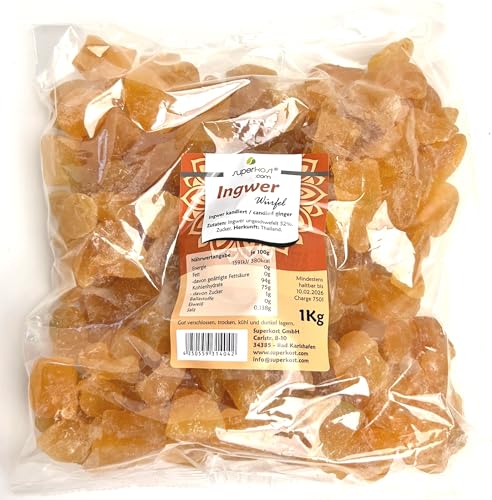 Sandos-Naturkost Ingwer Wurfel leicht kandiert, 1er Pack (1 x 1 kg) von Sandos-Naturkost