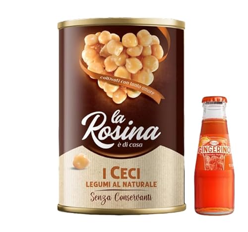 12 x La Rosina Bohnen Ceci natural, Hülsenfrüchte in Dosen 400 g + 1 x Recoaro italienischer Aperitivo 10 cl gratis von San Pellegrino