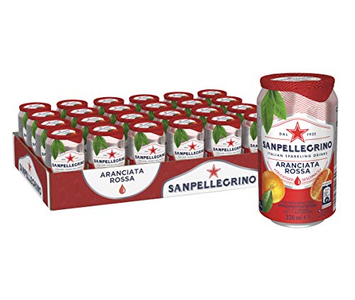 San pellegrino | Blutorangen Limonade | Aranciata Rossa | Hoher Fruchtanteil 20% aus Fruchtsaftkonzentraten | Leicht herbe Geschmacksnote | 24er Pack (24 x 0,33l) Einweg Dosen von Sanpellegrino
