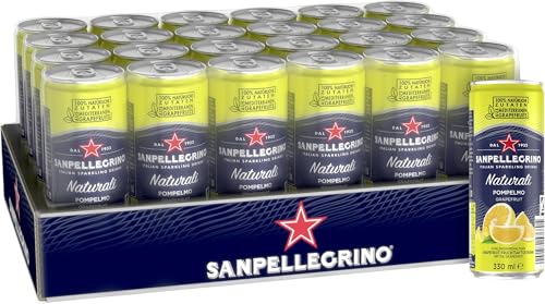 Sanpellegrino San Pellegrino Naturali Pompelmo Grapefruit-Limonade mit 11% Grapefruitsaft (aus Konzentrat) 24er Pack (24 x 330ml) Einweg-Dosen von Sanpellegrino