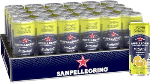 Sanpellegrino San Pellegrino Naturali Pompelmo Grapefruit-Limonade mit 11% Grapefruitsaft (aus Konzentrat) 24er Pack (24 x 330ml) Einweg-Dosen von San Pellegrino