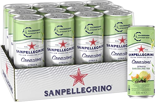 Sanpellegrino Sanpellegrino San Pellegrino Creazioni Citrus & Darjeeling Tee Kalorienarme Limonade 36 Kalorien pro Dose 12er Pack (12 x 330ml) Einweg-Dosen von San Pellegrino