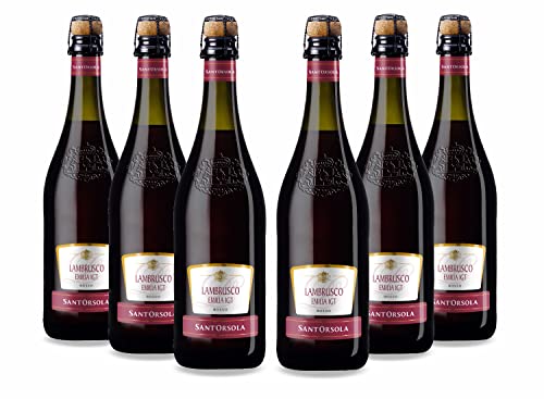 Sant'Orsola Lambrusco Emilia IGT Frizzante Rotwein Schaumwein 6 Flaschen Lambrusco NV trocken (6 x 0.75 l) von Sant'Orsola