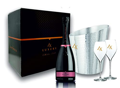 Sant'Orsola Prosecco DOC Rosè LX Brut Millesimato Schaumwein Italien Wein + Aluminium Glacette + 2 Kelche Wein (1 x 0.75 l) von Sant'Orsola