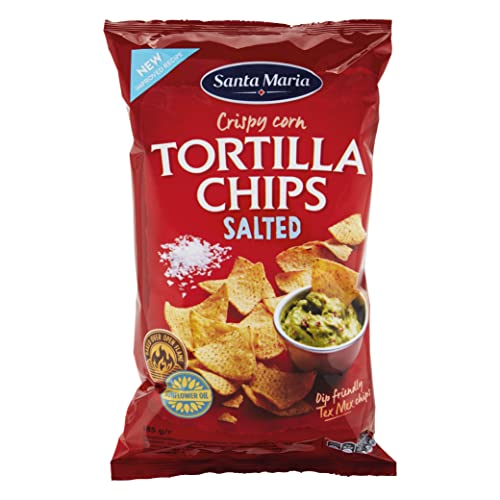 Santa Maria Gesalzene Tortilla-Chips, 185 g, leicht gesalzene Snack-Mais-Chips, ideal zum Servieren mit mexikanischem Fajita, Burrito, Quesadilla und Enchilada von Santa Maria