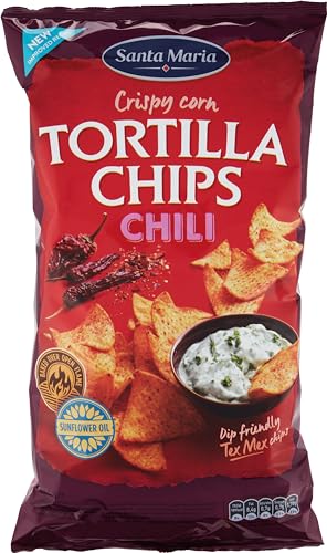 Santa Maria Tortilla Chips Chili | 12 x 475g Packung | Scharfer Chiligeschmack | Perfekt für Snack-Liebhaber von Santa Maria