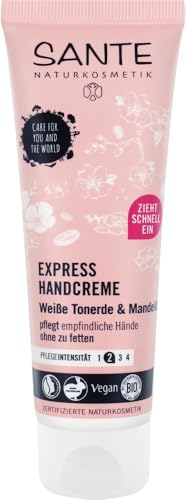 SANTE Naturkosmetik Express Handcreme mit Tonerde, Express-Feuchtigkeit ohne Fettfilm, Mit Mandelöl, Vegan, 4x75ml Multipack von Sante Naturkosmetik